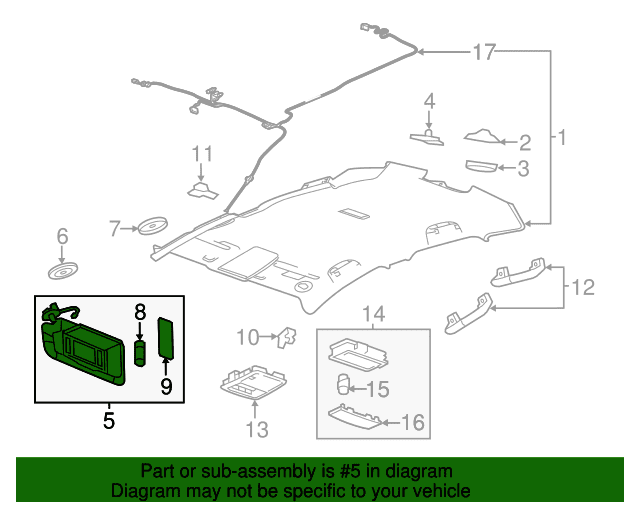 Genuine OE GM Sun-Visor - 13332167