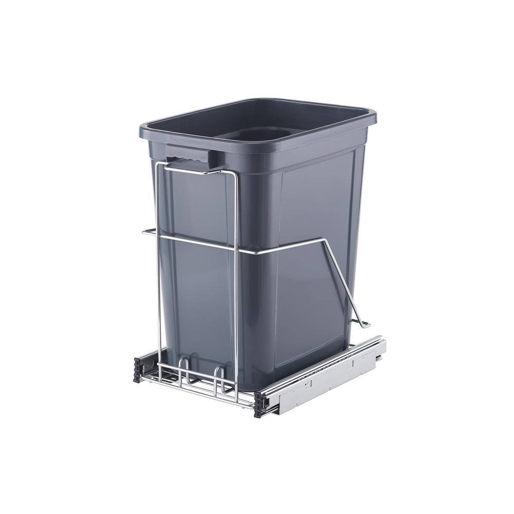 TRINITY EcoStorage 25 Gal. Sliding Trash Can Chrome TBFZ-2216