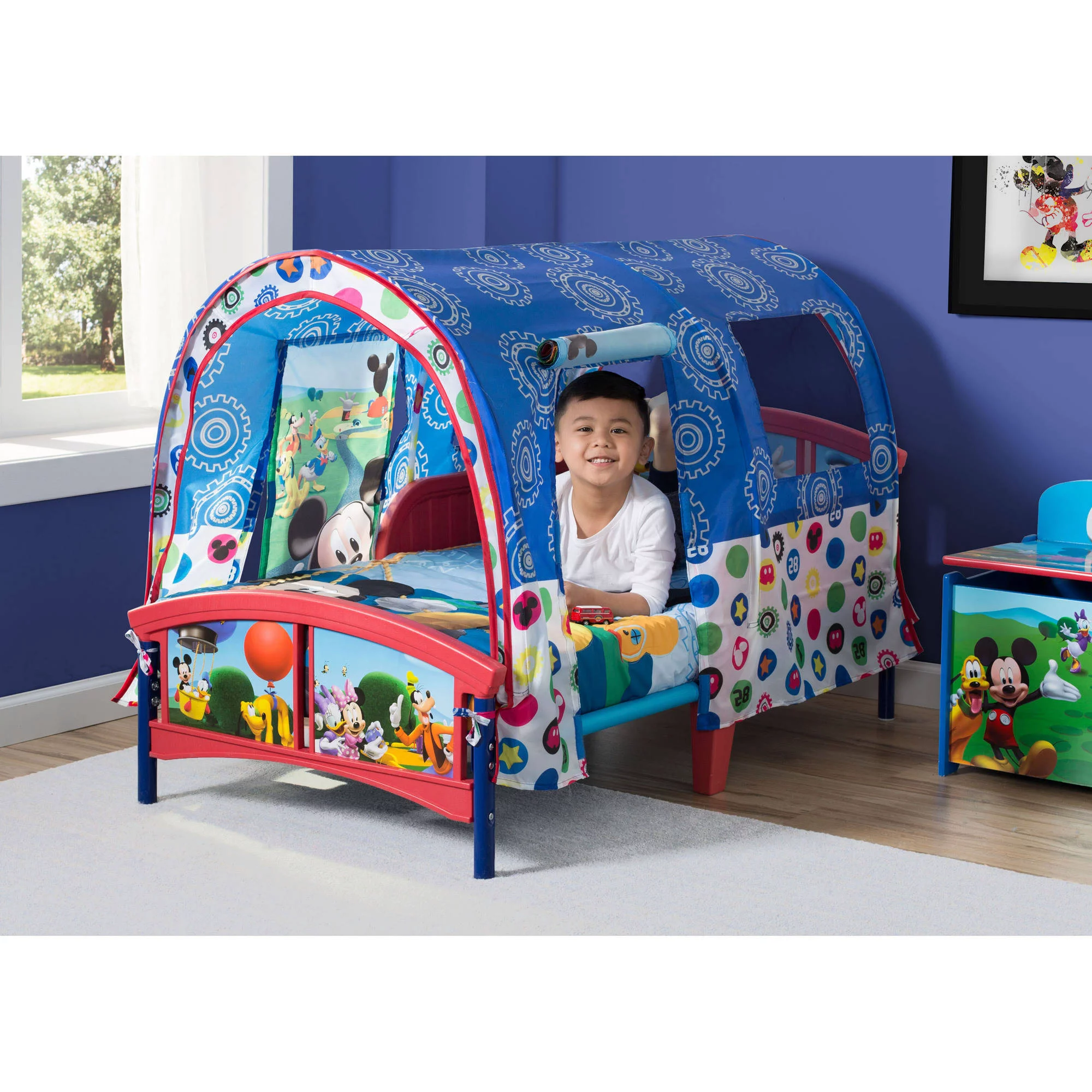 Delta Children Mickey Mouse Plastic Toddler Canopy Bed， Blue