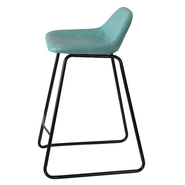 Cortesi Home Ava Counterstools in Aqua Blue Faux Leather (Set of 2) - 24