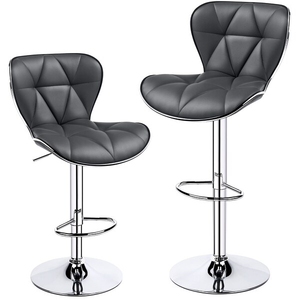 Yaheetech 2pcs Adjustable Chair Bar PU Leather Swivel Bar Stools