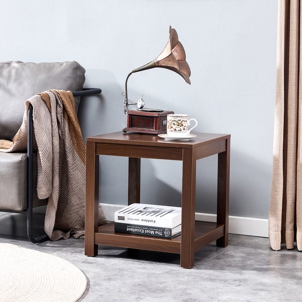 Side Table 2-tier End Table with Storage Shelve - 17.7 x 17.7 18.7INCH