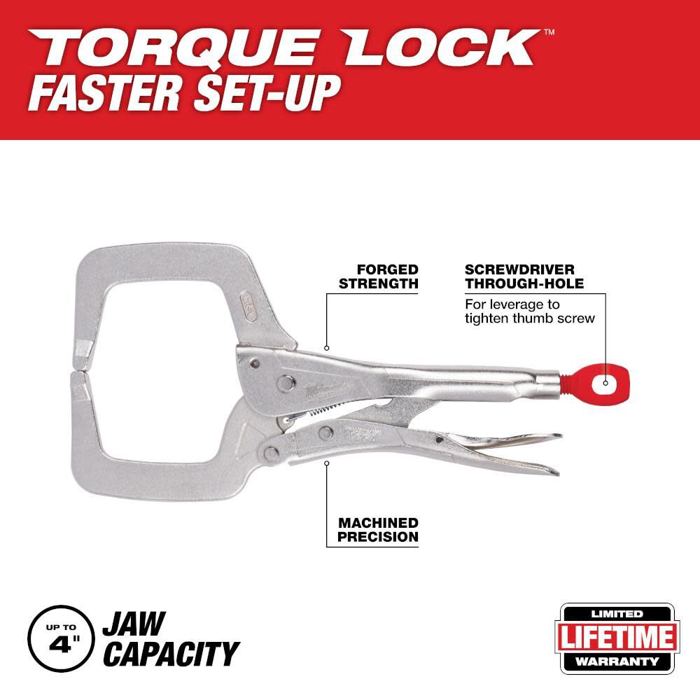 Milwaukee 11 in. TORQUE LOCK Locking C-Clamp With Regular Jaws 48-22-3531 from Milwaukee