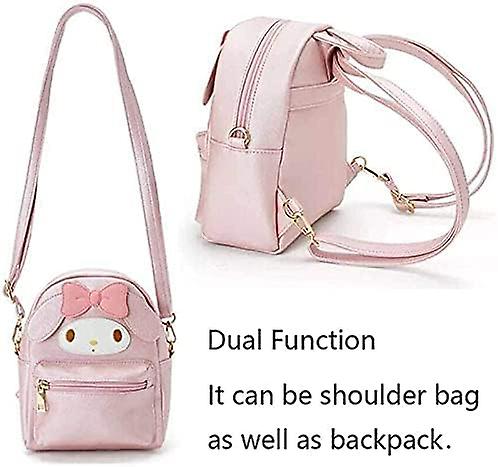 Cartoon My Melodyed Backpack Cute Cartoon Ears Pink Leather Backpack Girl Shoulder Bag