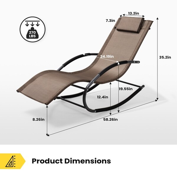 Pellebant Patio Rocking Chairs Chaise Lounge Chairs (Set of 2)