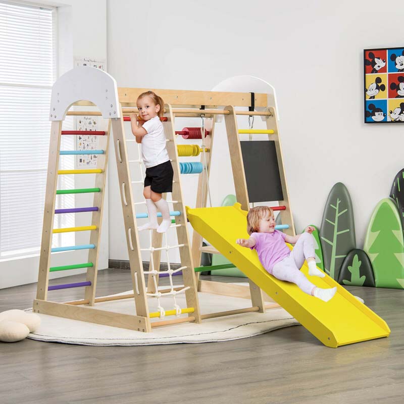 Canada Only - 8-in-1 Kids Wooden Climber Playset with Slide