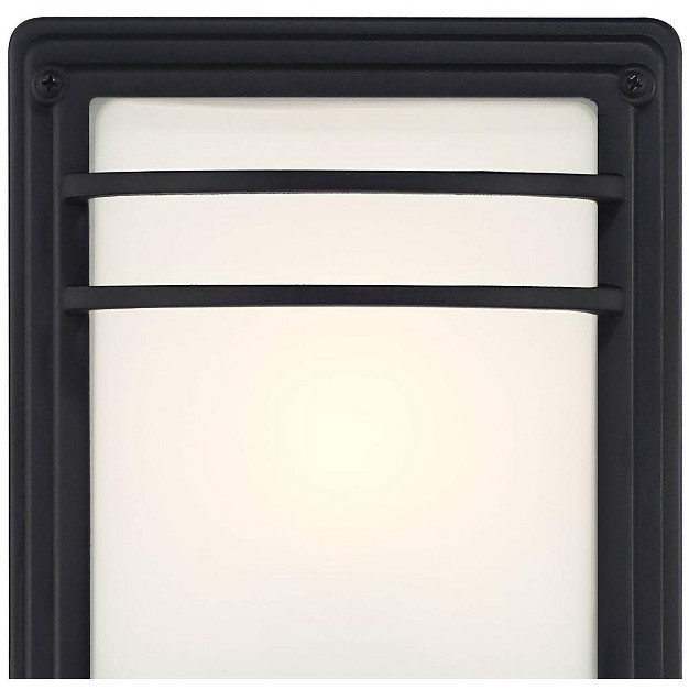 High Modern Outdoor Wall Sconce Light Fixture Mount Porch House Exterior Weatherproof Black Metal Frosted Glass Shade