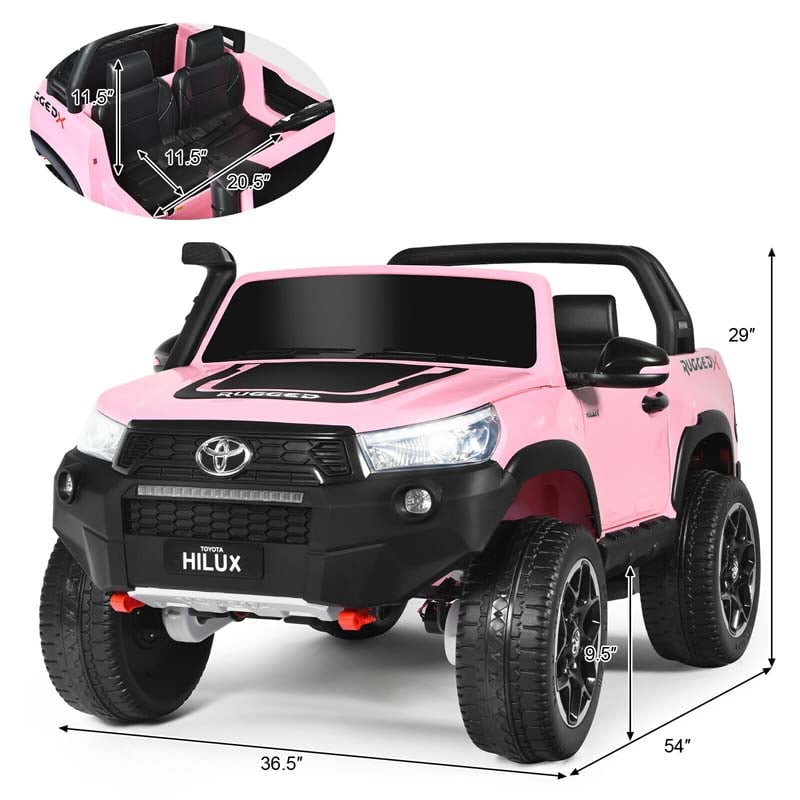 Licensed Toyota Hilux 2-Seater Kids Ride on Car 4WD 2x12V Battery Powered Riding Toy Truck with Remote