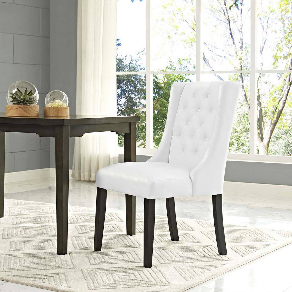 MODWAY Baronet Vinyl Dining Chair in White EEI-3923-WHI