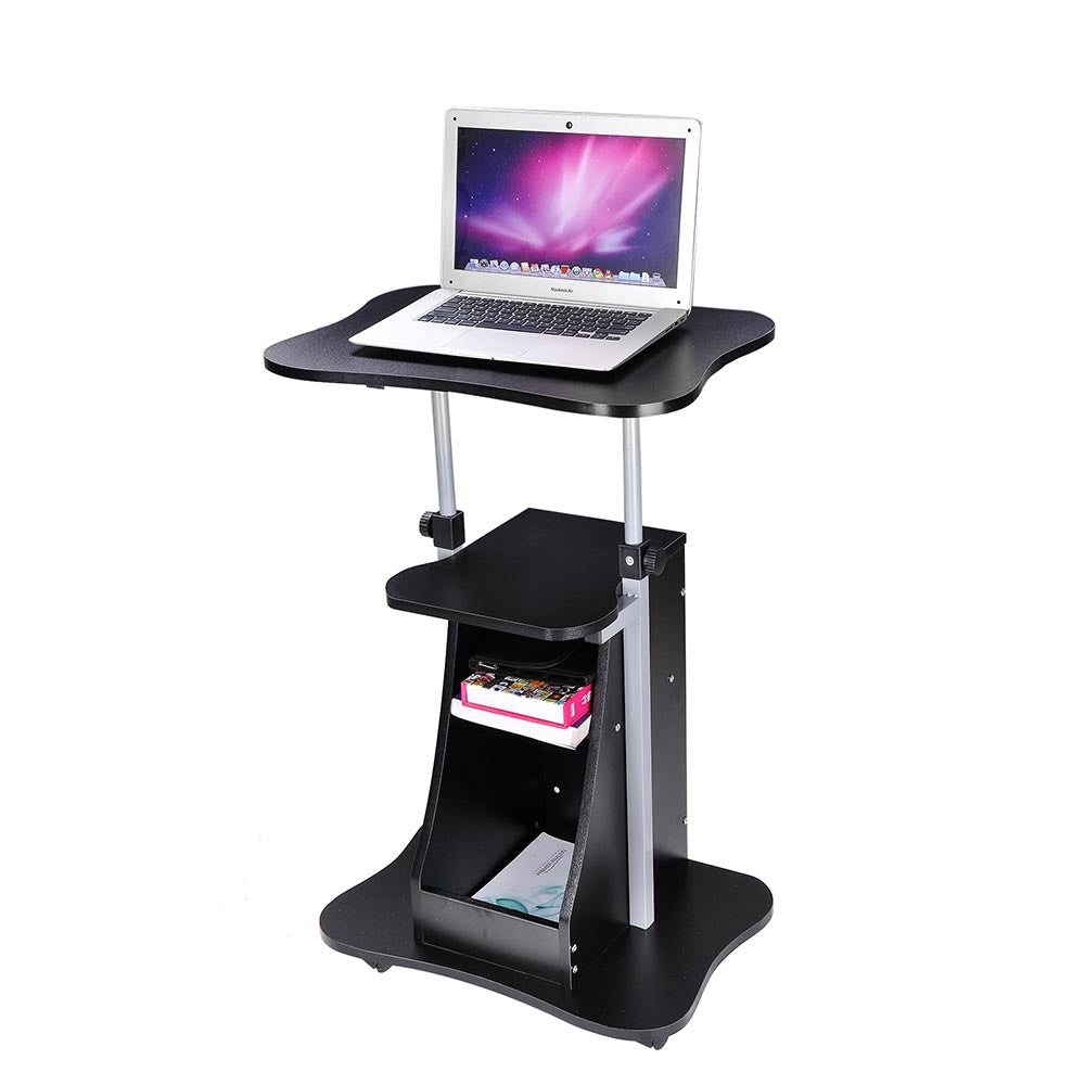 Yescom Height-Adjustable Rolling Laptop Cart with Storage