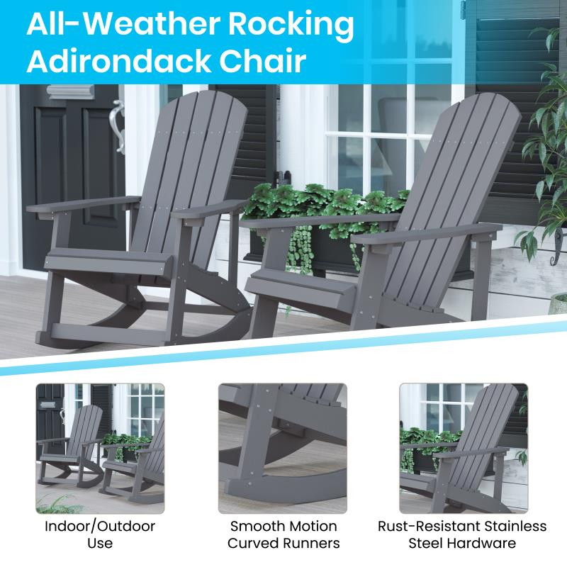 Savannah Set of 2  Weather Adirondack Rocking Chairs with Cushions   Contemporary   Outdoor Rocking Chairs   by Pot Racks Plus  Houzz