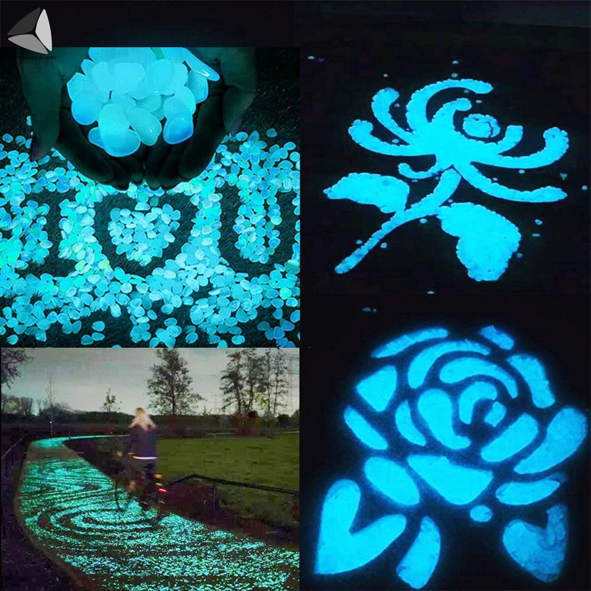 Sixtyshades 300 Pcs Fish Tank Luminous Rocks Glow in the Dark Luminous Gravel Stones for Garden Walkways Landscaping Decor (Blue)