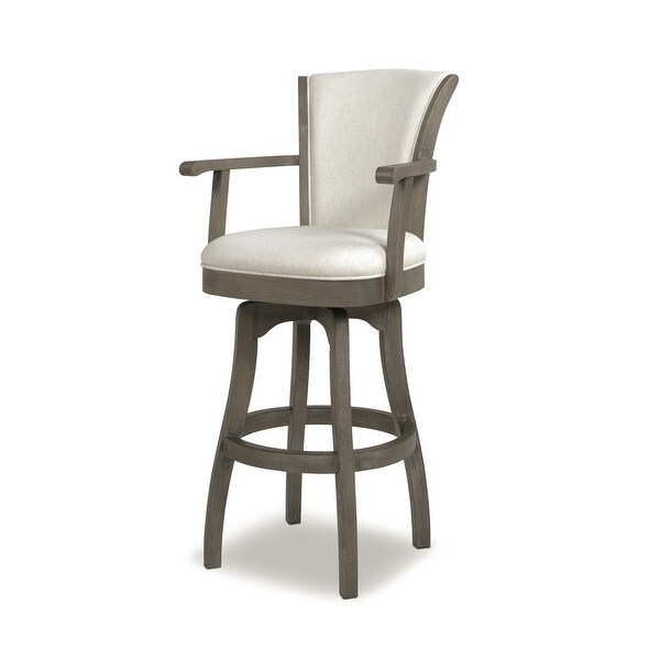 Williams Oak Wood Swivel Bar Stool and Counter Stool with Armrests