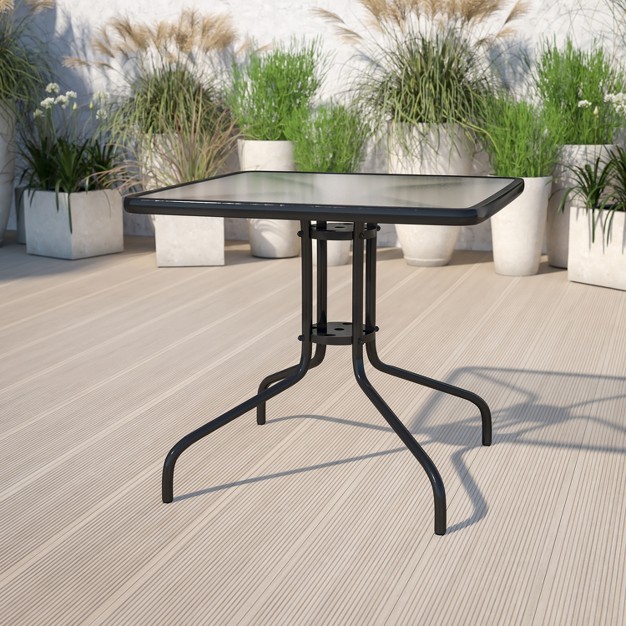 Square Tempered Glass Metal Table