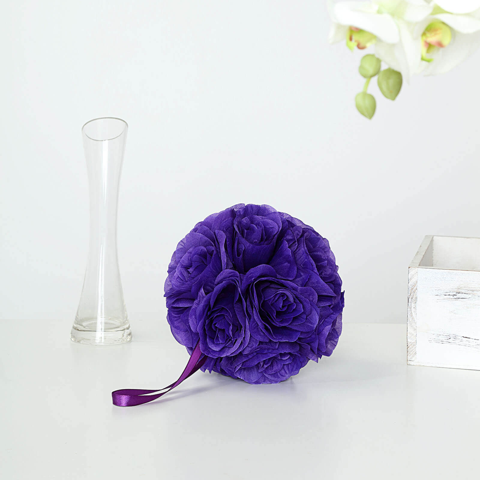 2 Pack Purple Artificial Silk Rose Kissing Ball, Faux Flower Ball 7