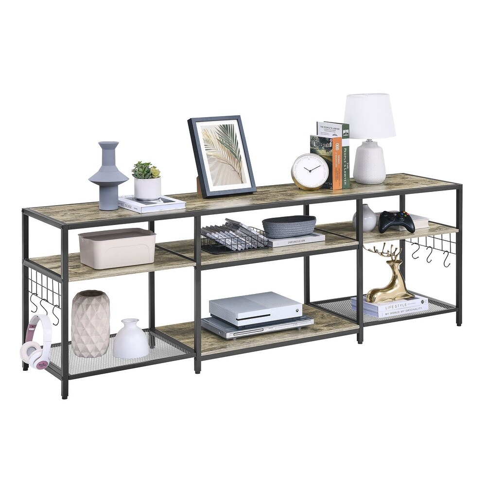 End Table  55 Inch up to 71 Inches TV Stand with Storage Shelves  3 Tier Television Cabinet