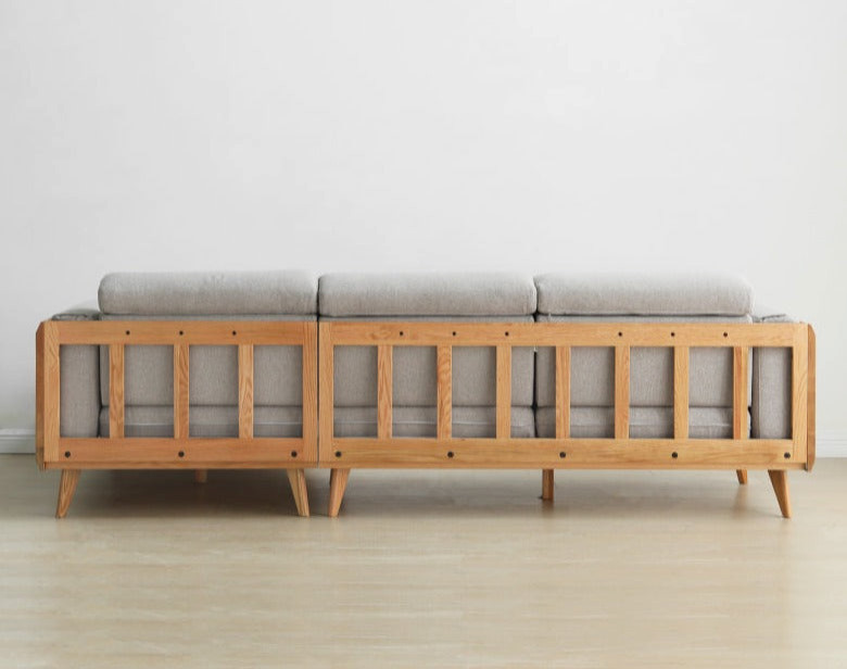 Oak Solid Wood Fabric and Leather Sectional Sofa   Midcentury   Sectional Sofas   by GVAwood  Houzz