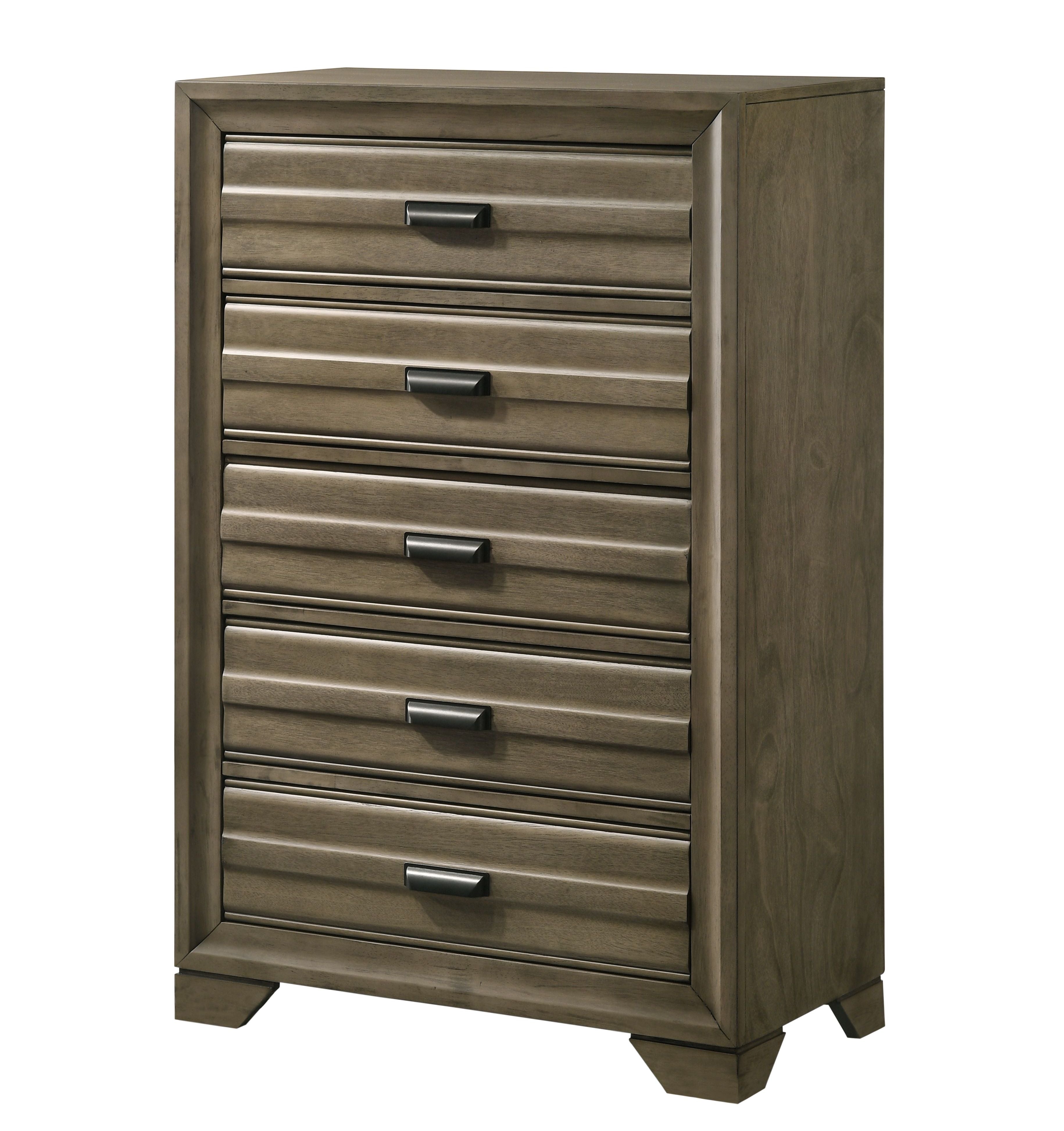 Loiret Light Grey Finish Wood 5-Drawer Chest