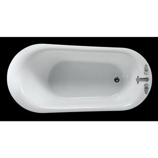 Home Decorators Collection Aiden 70 in. L Acrylic Freestanding Flatbottom Bathtub in White with Overflow and Drain in Chrome Included Aiden