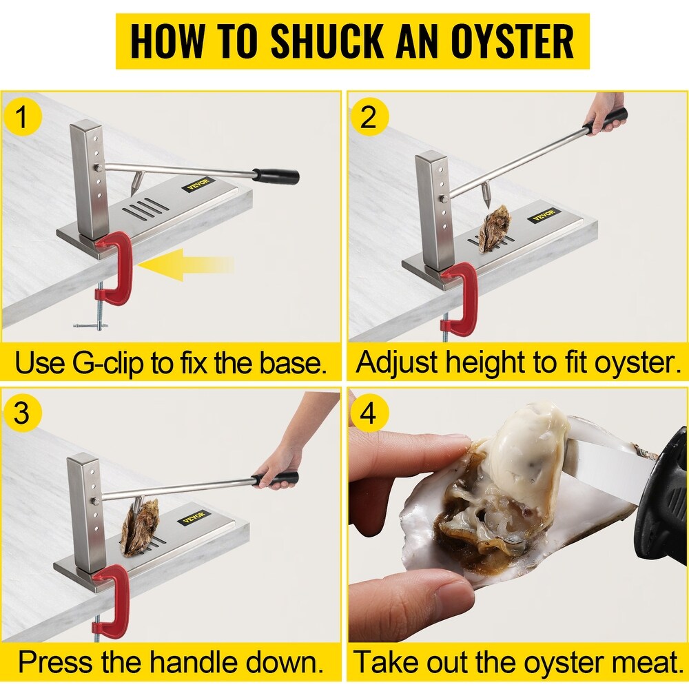 VEVOR Oyster Shucker Stainless Steel Tool Set Clam Opener Machine with G Clip for Easy Operation