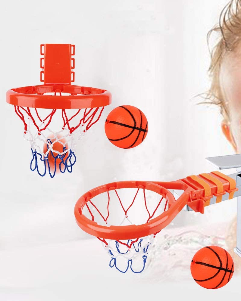 Cyfie Bathtub Basketball Hoop and Balls Set for Toddlers Boys Girls， Kids Toddlers Bath Toys Playset with 3 Soft Balls for Bathroom Home Office