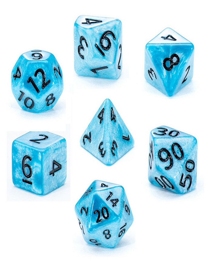 Gatekeeper Games Mighty Tiny Dice Sea Sparkle 7 Piece Rpg Dice Set  Glow in The Dark  12mm Resin Dice  Roleplaying  Radiant Style Dice infused With Surface Glitters