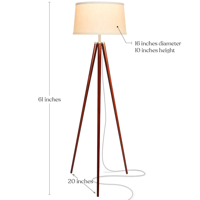 Brightech 61-in Walnut Brown Tripod Floor Lamp