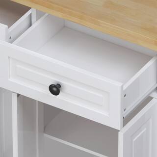 Whatseaso 43.31 in. Kitchen Island with Two Storage Cabinets and Two Locking Wheels in White LQ-110511114