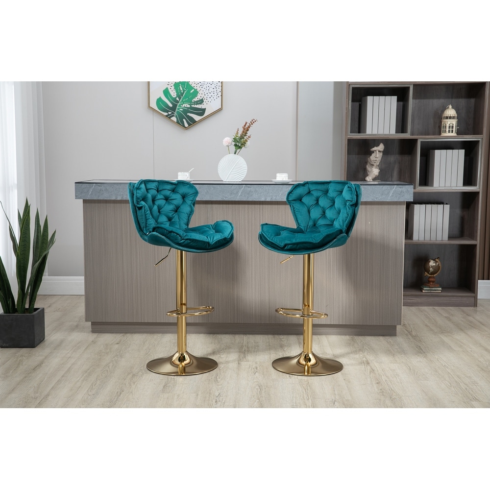 Bar Stools with Back and Footrest Counter Height Chairs 2PC/Set  Teal