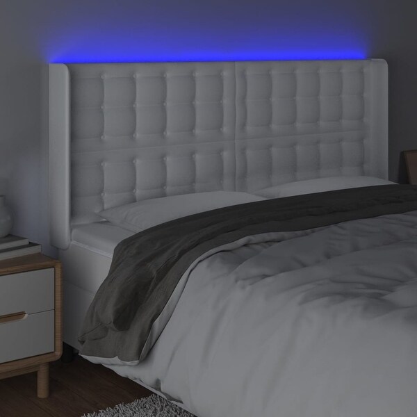 vidaXL LED Headboard Bed Headboard Bedroom Upholstered Headboard Faux Leather - - 37963309