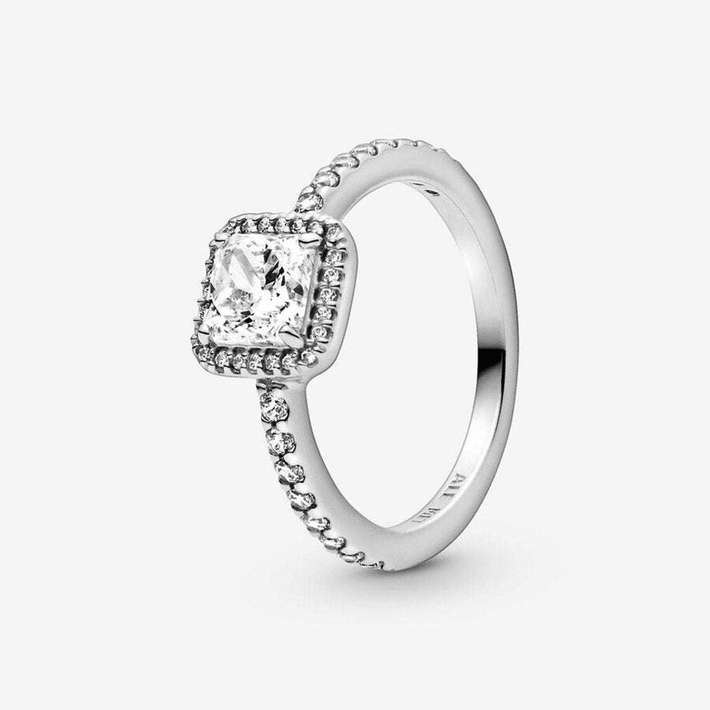 PANDORA  True Elegance Square Halo Ring Set