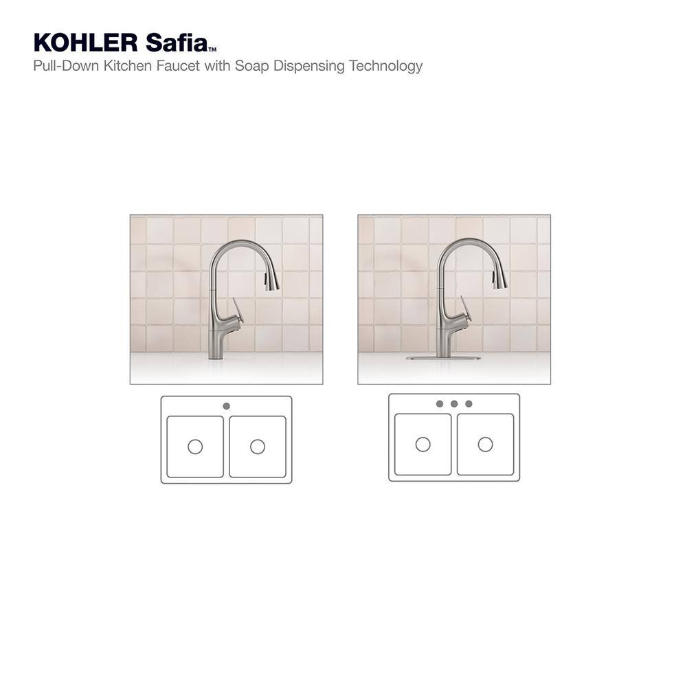 KOHLER Safia 1-Handle Pull Down Sprayer Kitchen Faucet with Integrated Soap Dispenser in Vibrant Stainless K-R24298-VS