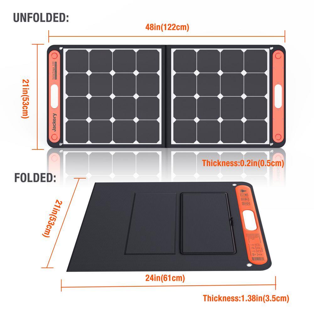 Jackery SolarSaga 100-Watt Portable Solar Panel for Explorer 29055088010001500 Power Station with built-in 2 USB Outputs HTO587DG-USA