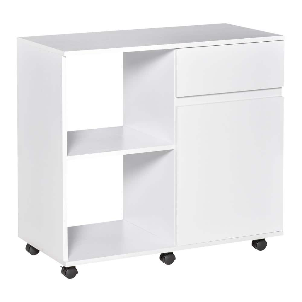 Vinsetto Mobile Filing Cabinet Printer Stand with 2 Drawers, 3 Open Storage Shelves for Home Office Organization, White 924-034V80WT