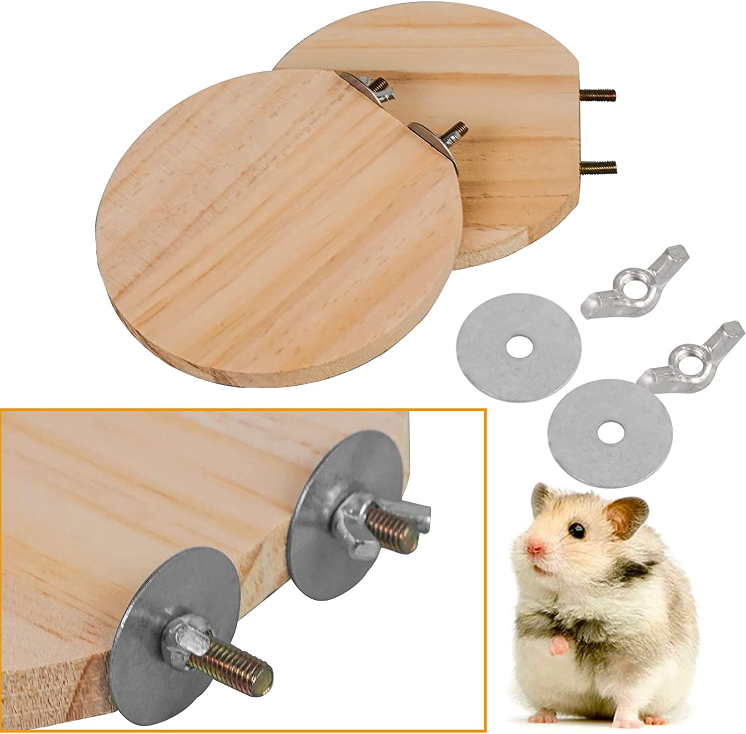 SIVEIS 5Pcs Hamster Natural Wooden Platform ， Pet L-Shaped Pedal  Toys ， for Rabbit Chinchilla Parrots Bird Cage Play Toy