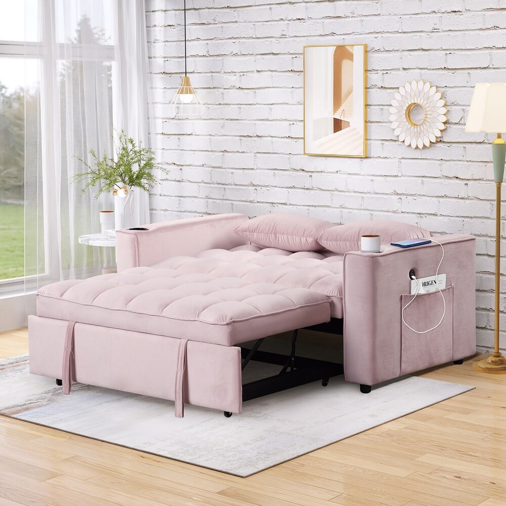 Multi Functional Convertible Sofa Bed  Loveseat w/Pull Out Sleeper Bed