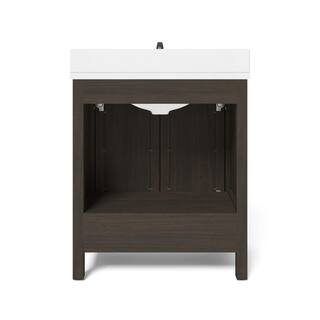 Home Decorators Collection Leary 30 in. W x 34.5 in. H Bath Vanity in Dark Brown with Engineered Stone Vanity Top in White with White Basin HDC30HRV