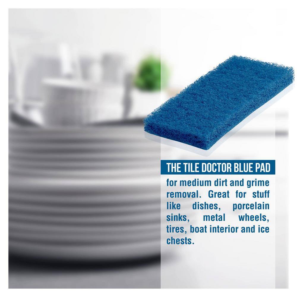 The Tile Doctor 10 in. x 4.5 in. x 1 in. Multi-Color Water Based Latex Resins Maximum Scrub Power Pads Starter Pack (8-Pack) 8packwbgblcombo