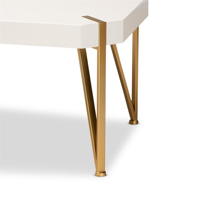 Baxton Studio Kassa Gold Metal and White Finished Wood Coffee Table   Contemporary   Coffee Tables   by Homesquare  Houzz