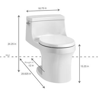 KOHLER San Souci 1-Piece 1.28 GPF Single Flush Round Toilet in White K-4007-0