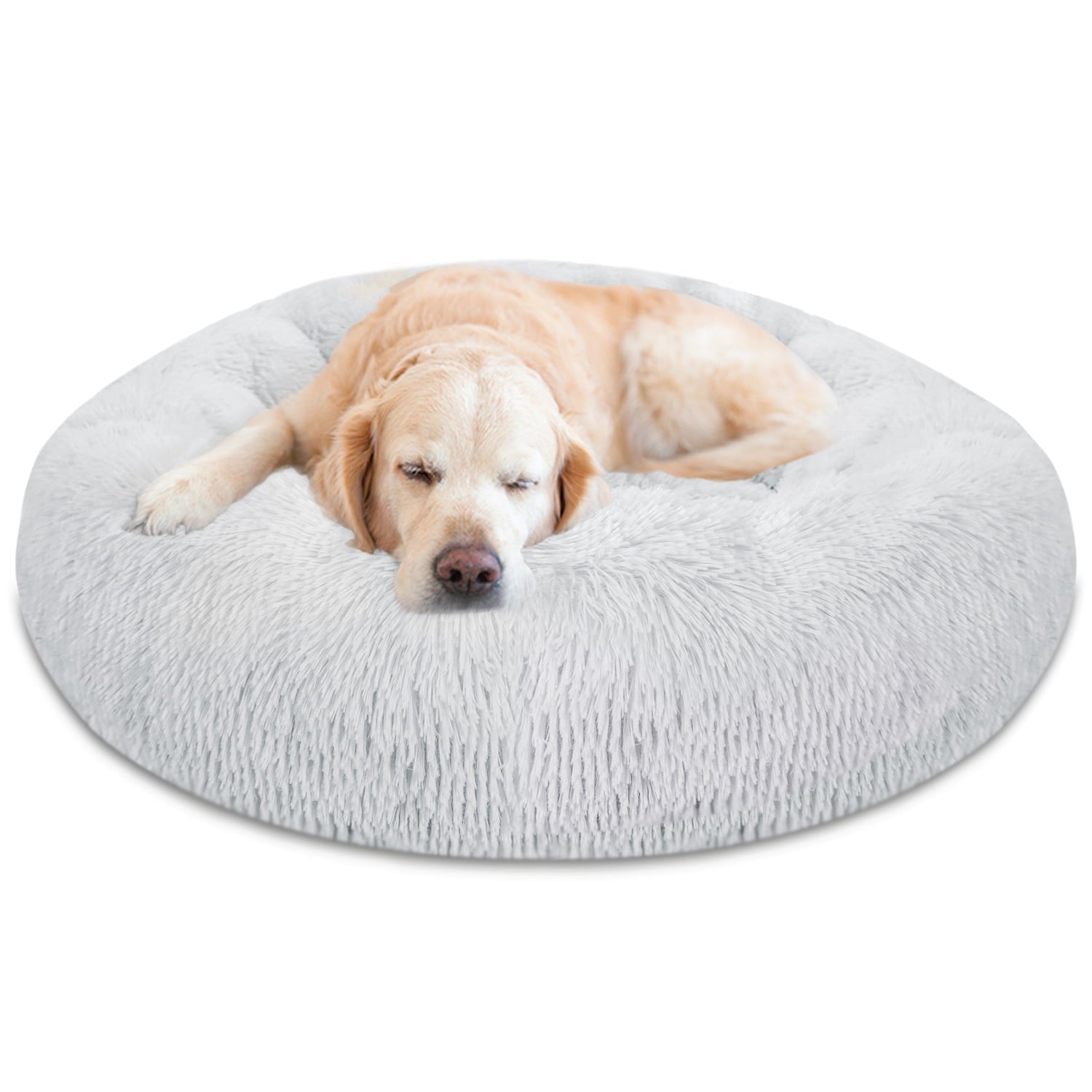 PETORO Dog Bed, Cat Bed, Pet Bed, Anti-Anxiety Machine Washable Donut Bed, Grey, Large