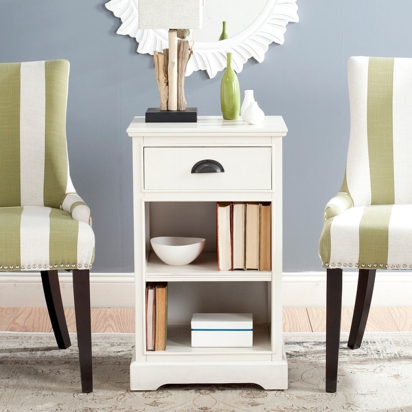 SAFAVIEH Griffin White Storage Side Table - 17.7