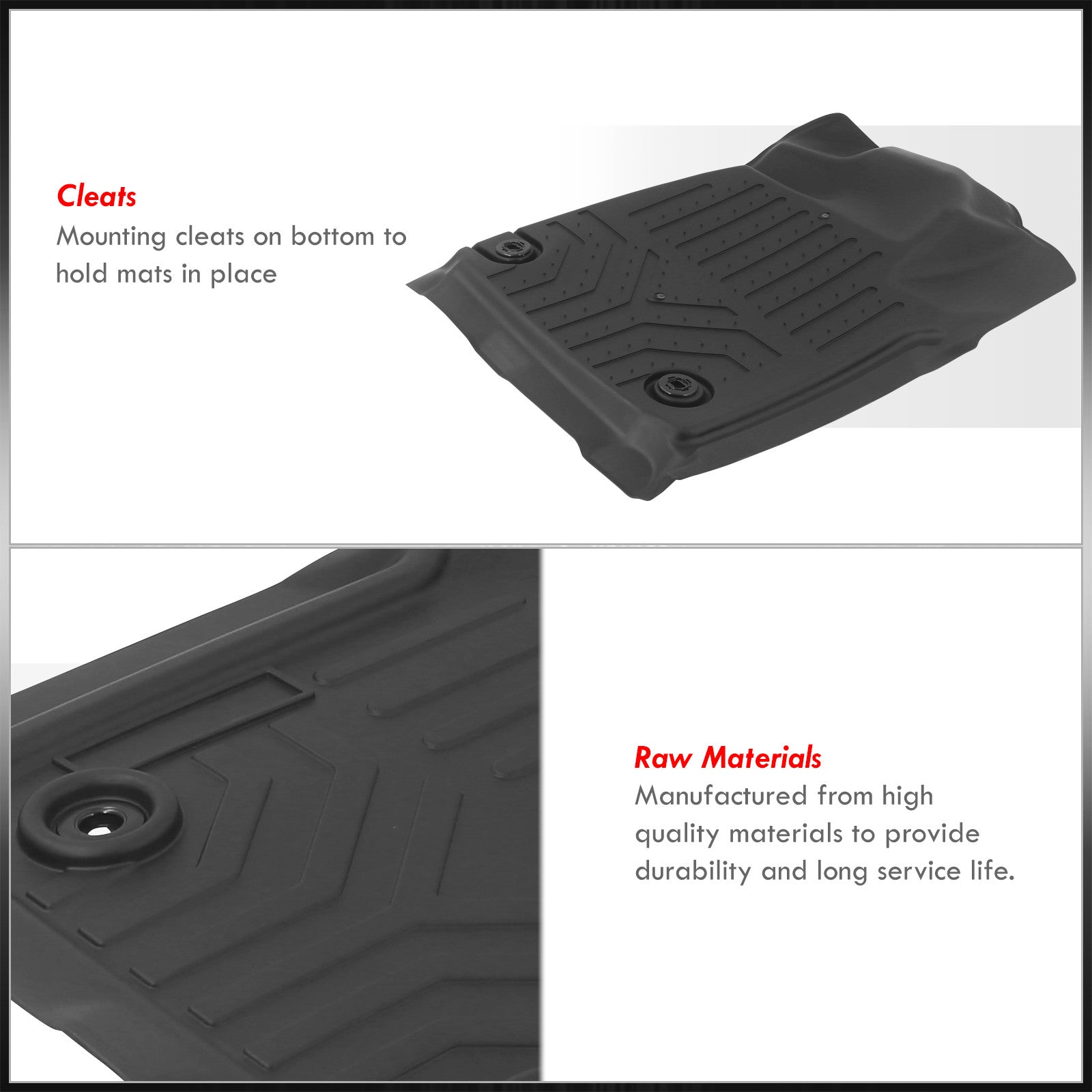 AJP Distributors All Weather Season Proof Rubber Floor Mats Front Rear Set Compatible/Replacement For Toyota Tundra Double / CrewMax Cab 2014 2015 2016 2017 2018 2019 2020 2021 14 15 16 17 18 19 20 21