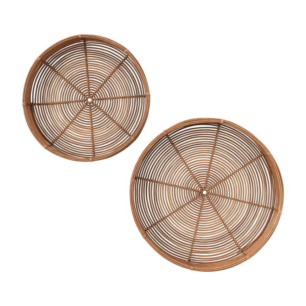 Hand Woven Rattan Trays  Set of 2