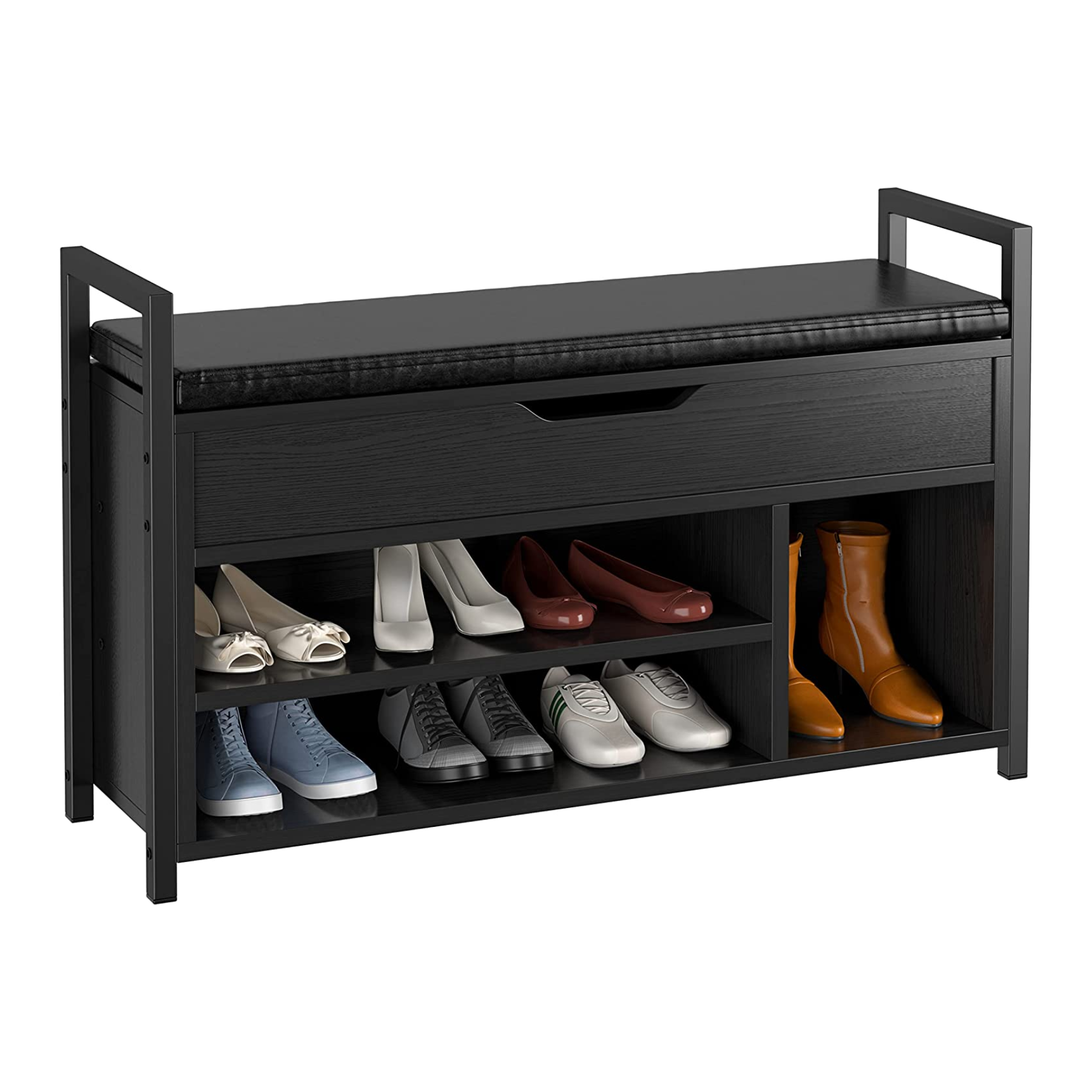 Shoe Storage Bench, Entryway Bench with Storage Box 2-Tier Shoe Rack for Entryway, Bedroom, Hallway