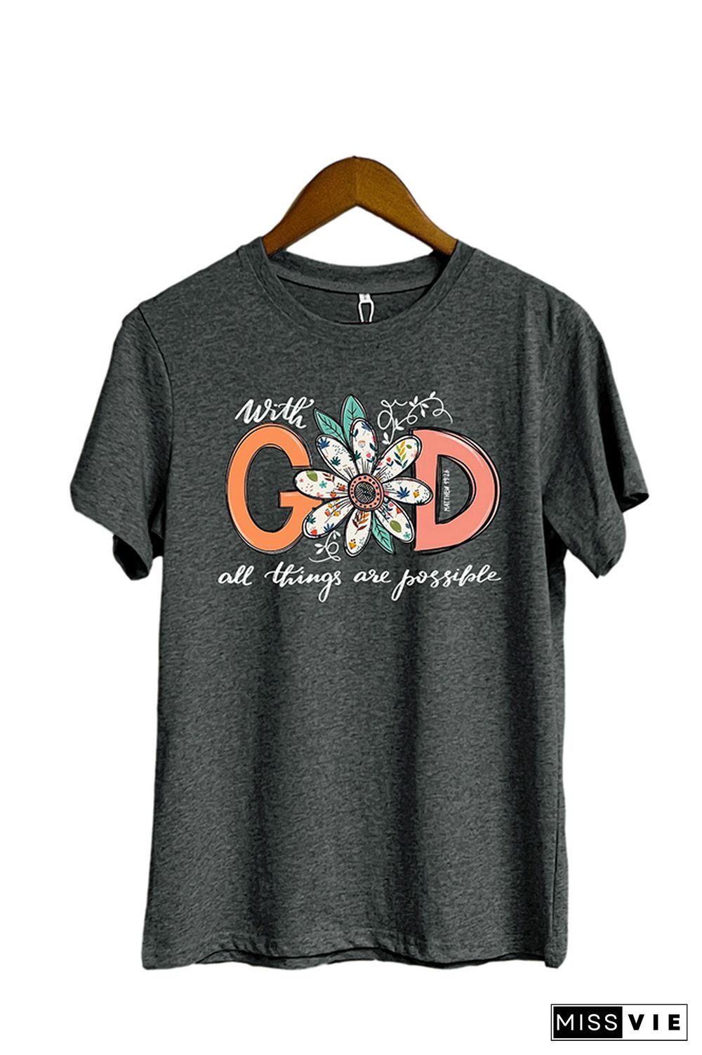 With God All Things Are Possible Short Sleeve Graphic Tee Wholesale