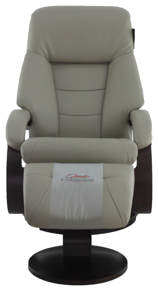 Montreal Recliner and Ottoman in Putty Top Grain Leather   Contemporary   Recliner Chairs   by Progressive Furniture  Houzz