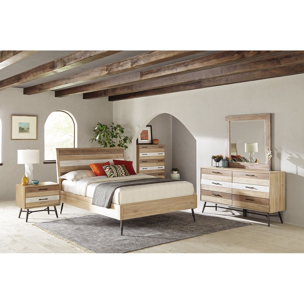 Pelle Rough Sawn Multi 5 piece Bedroom Set with 2 Nightstands