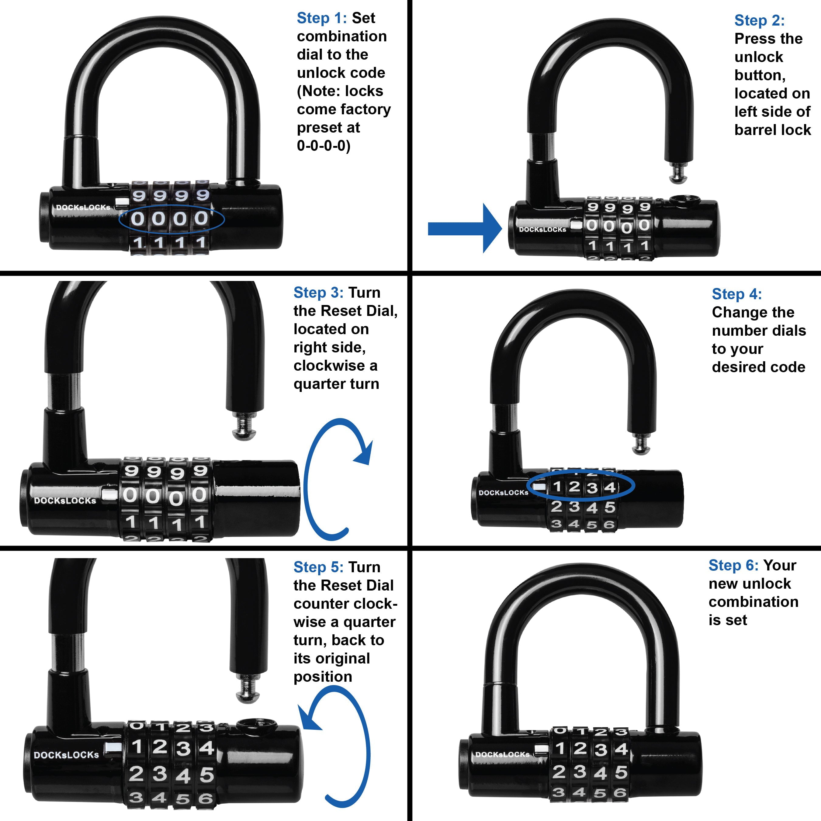 DocksLocks 5ft Straight Security Cable with Looped Ends and U-Lock