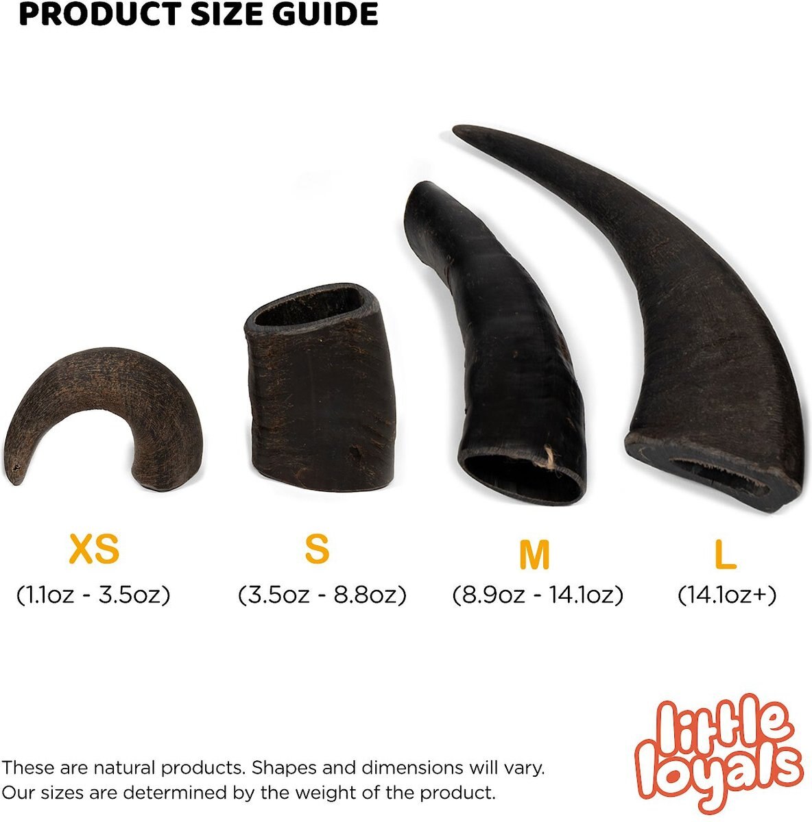 Little Loyals Grade AA Premium Buffalo Horn Dog Chew， X-Small